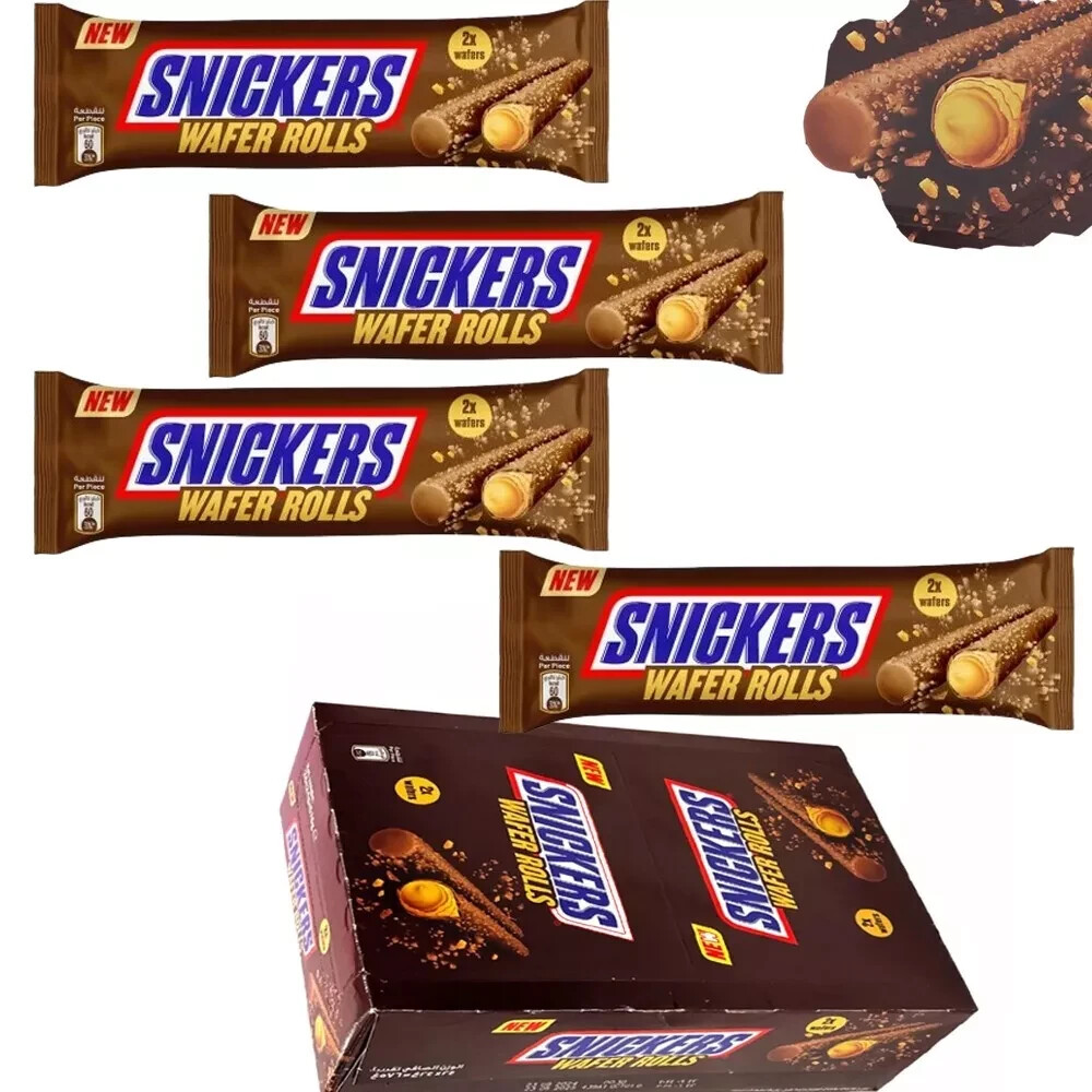 Snickers Wafer Rolls Milk Chocolate Crispy Wafer Rolls 12 x 24 g Full Box